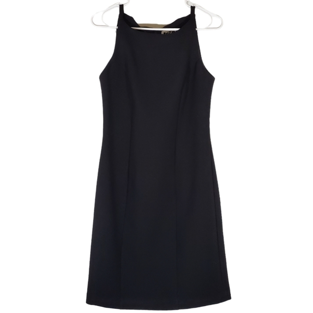 7111 * Jump Apparel Co Vintage 80s Boat Neckline Dress Black Size 9/10